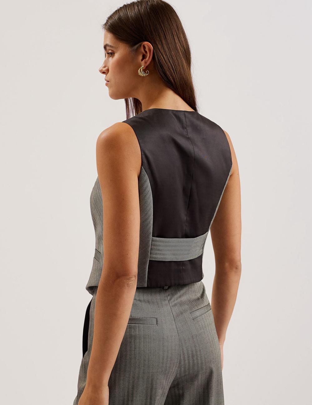 Ted Baker KOAW - Herringbone Single Breasted Pak Gilet Dames Grijs | Belgium  807351-QVW