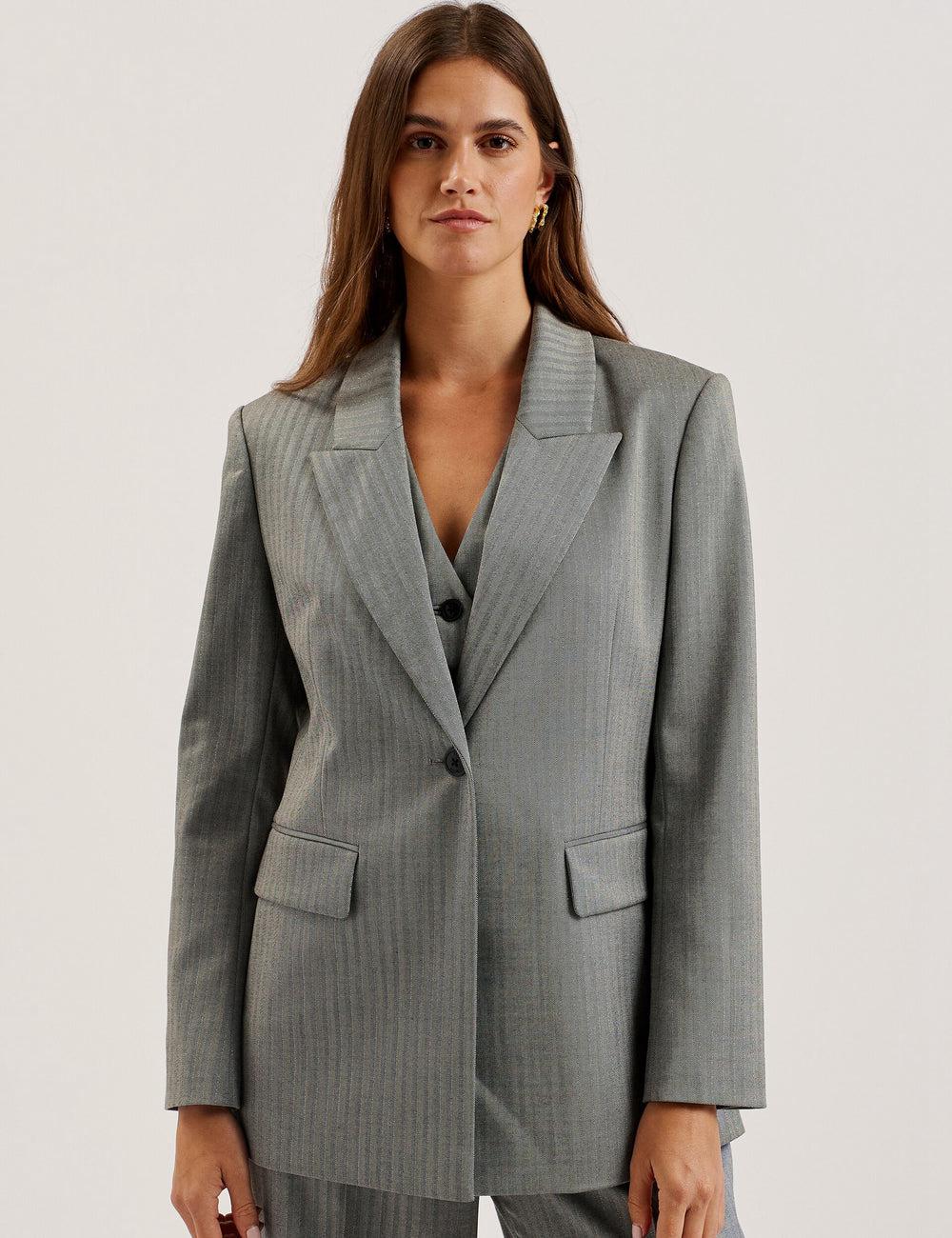 Ted Baker KOA - Oversized Herringbone Single Breasted Blazer Dames Grijs | Belgium  906438-OBW