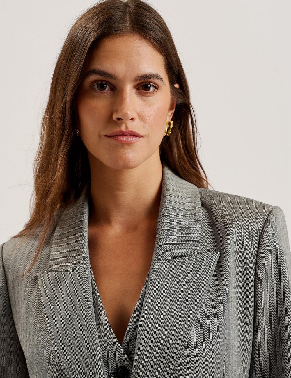 Ted Baker KOA - Oversized Herringbone Single Breasted Blazer Dames Grijs | Belgium  906438-OBW