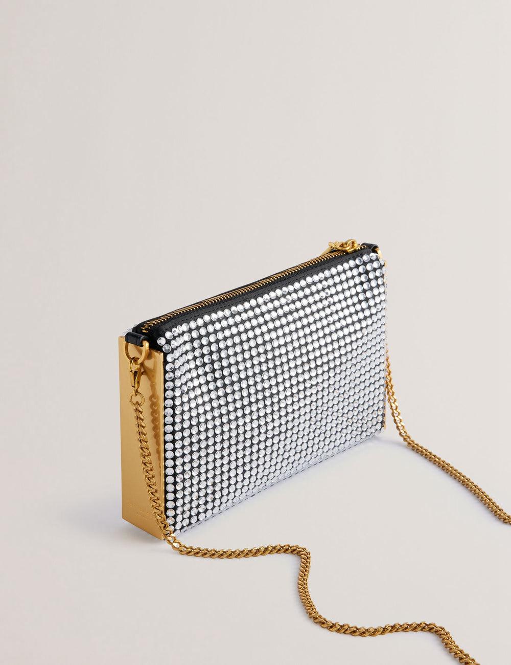 Ted Baker KRIISA - Crystal Hardware Side Clutch Schoudertassen Dames Zilver | Belgium  874210-DIF
