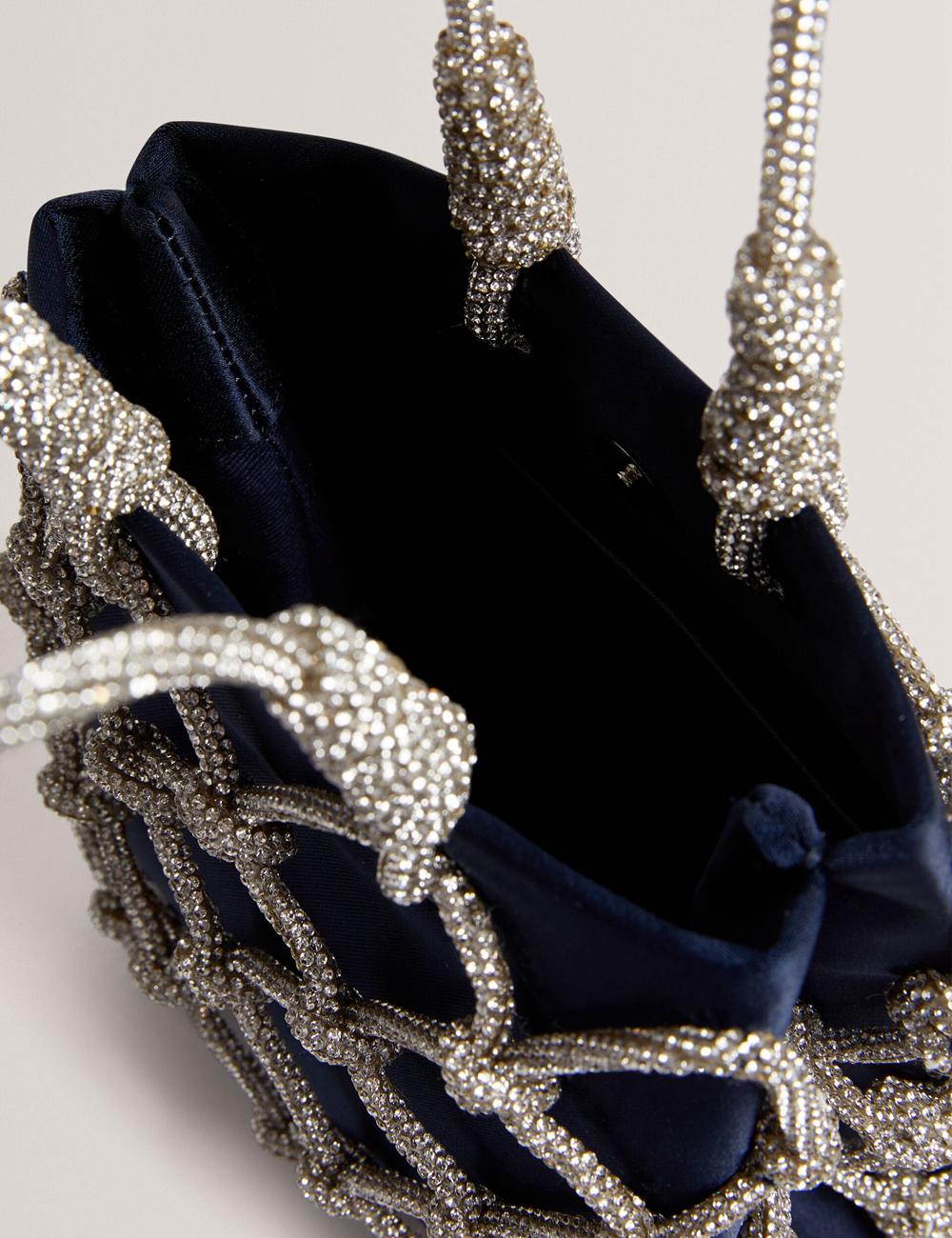 Ted Baker KYLIA - Crystal Cage Satin Mini Schoudertassen Dames Donkerblauw | Belgium  384716-NMC