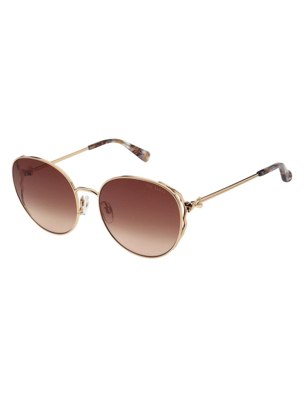 Ted Baker LAKE - Round Metal Frame Bow Detail Zonnebril Dames Roze | Belgium  481027-MUP
