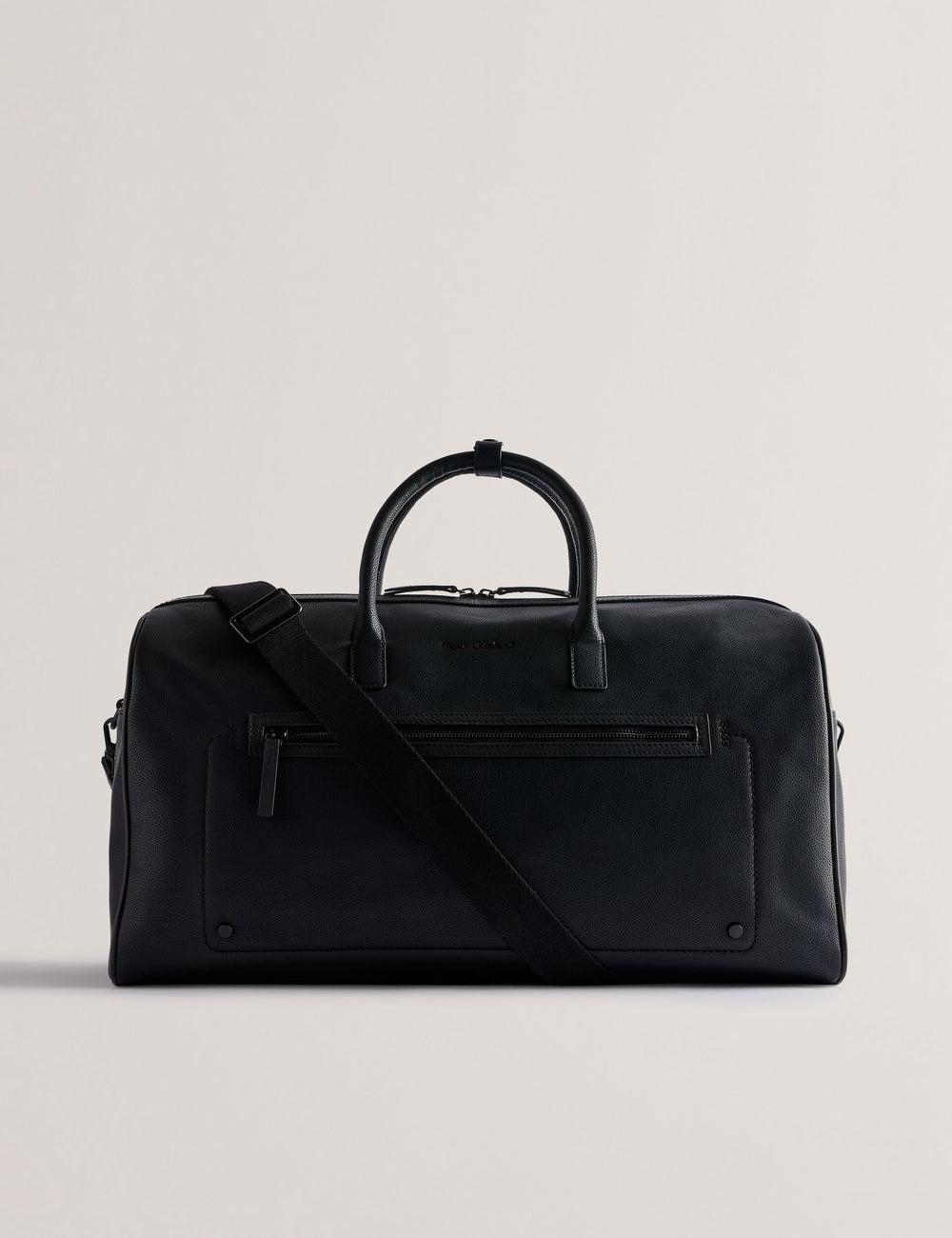 Ted Baker LANDERS - Textured Leather Zip Pocket Holdall Bags Heren Zwart | Belgium  162948-KQO