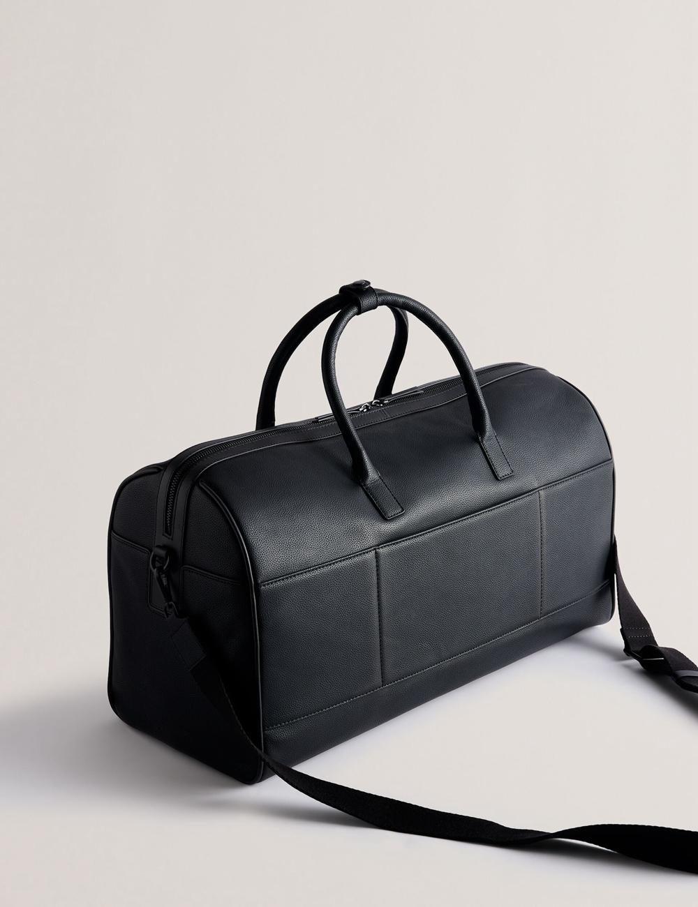 Ted Baker LANDERS - Textured Leather Zip Pocket Holdall Bags Heren Zwart | Belgium  162948-KQO