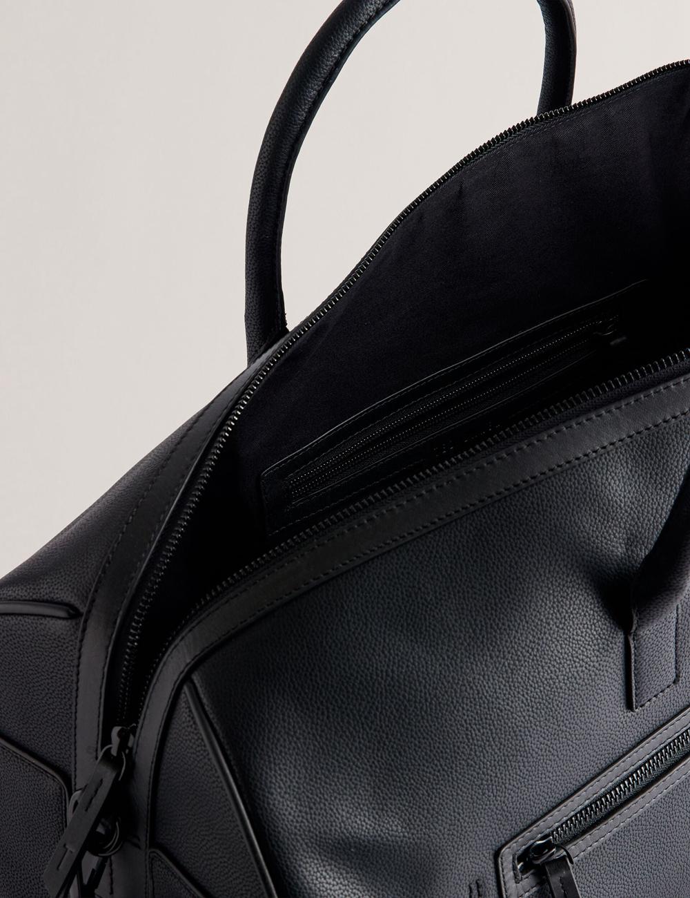 Ted Baker LANDERS - Textured Leather Zip Pocket Holdall Bags Heren Zwart | Belgium  162948-KQO