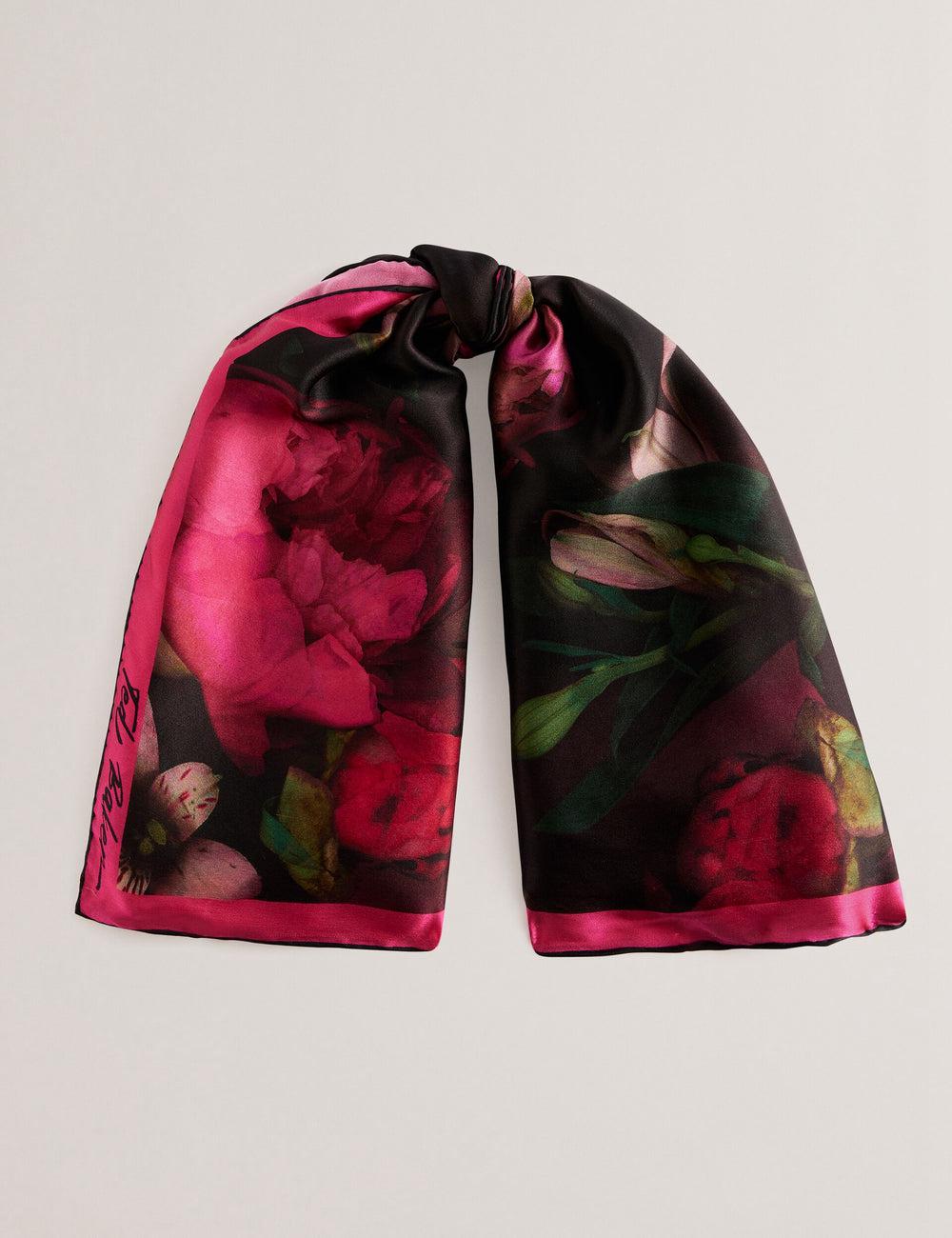 Ted Baker LEEEAA - Printed Silk Satin Square Sjaals Dames Zwart | Belgium  036294-JSX