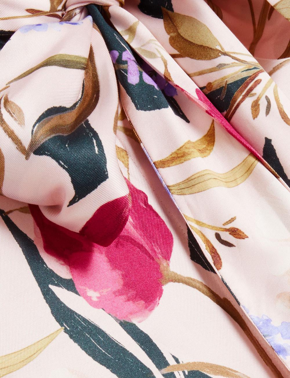 Ted Baker LEEYAA - Floral Print Neck Longline Blouse Dames Roze | Belgium  453981-URW