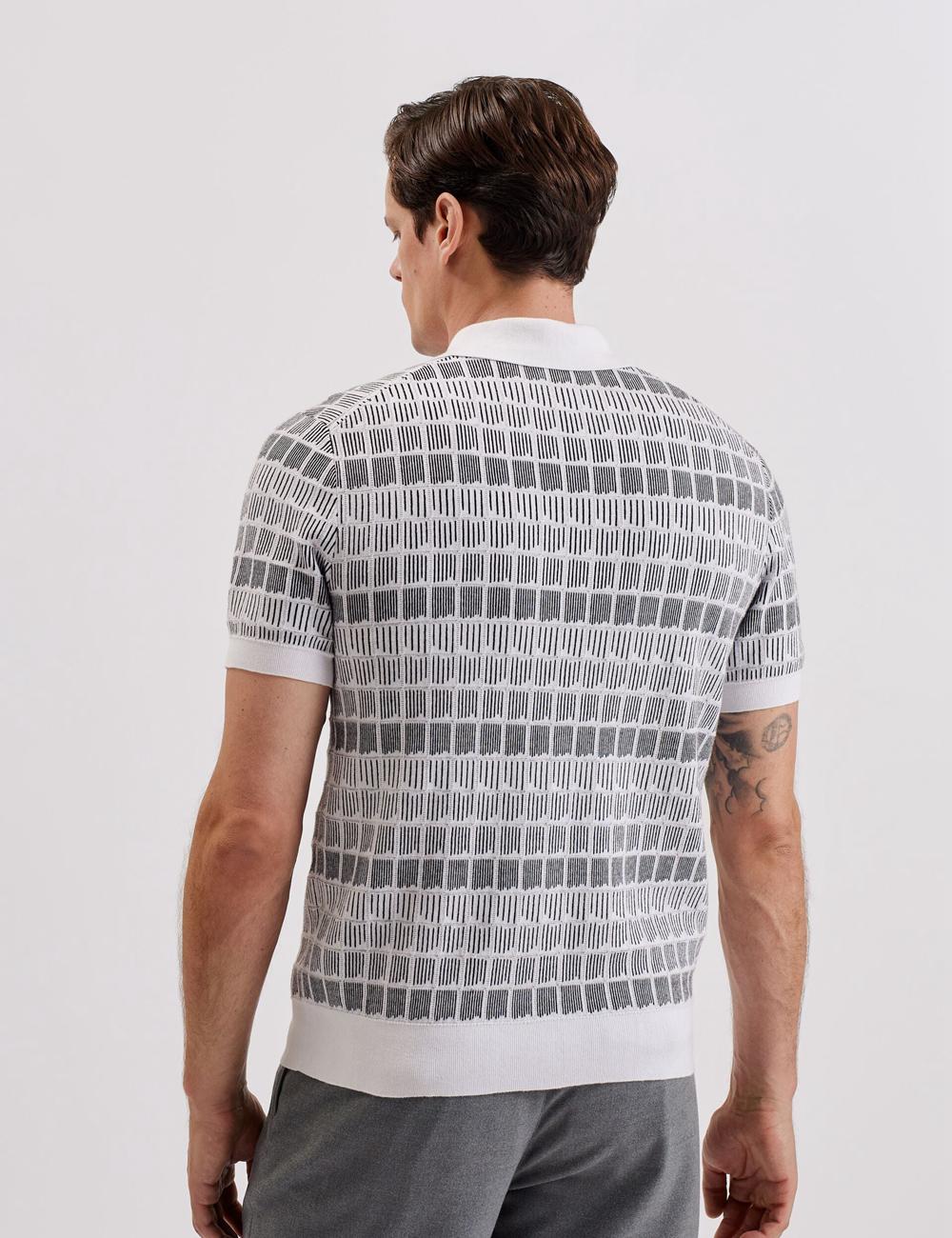 Ted Baker LEVERS - Ombre Jacquard Zip Neck Poloshirt Heren Wit | Belgium  607258-IHR