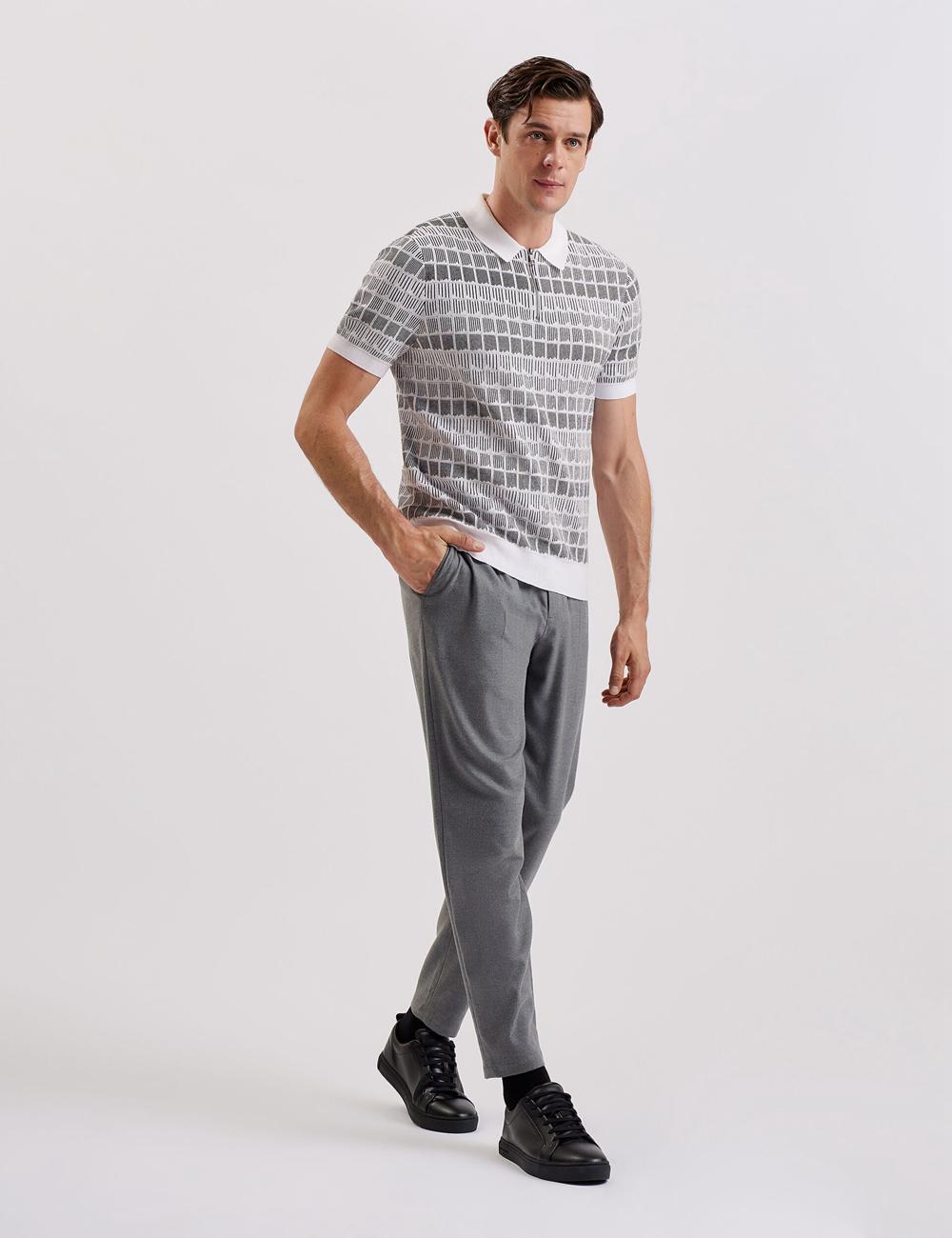 Ted Baker LEVERS - Ombre Jacquard Zip Neck Poloshirt Heren Wit | Belgium  607258-IHR