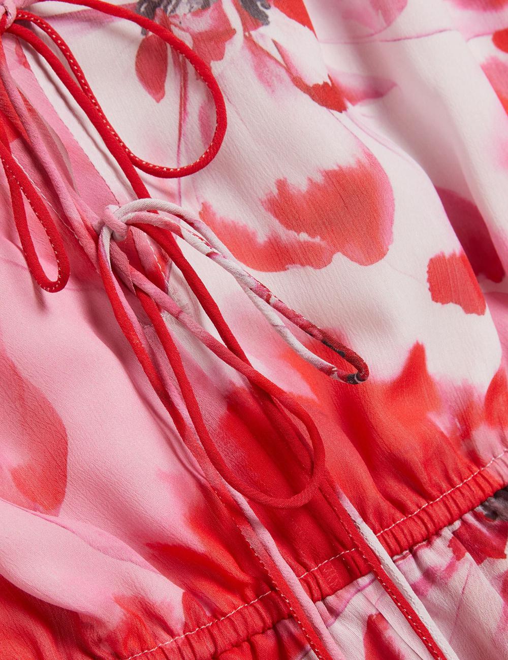 Ted Baker LEYNA - Floral Chiffon Front Mini-jurk Dames Rood | Belgium  167405-BCA