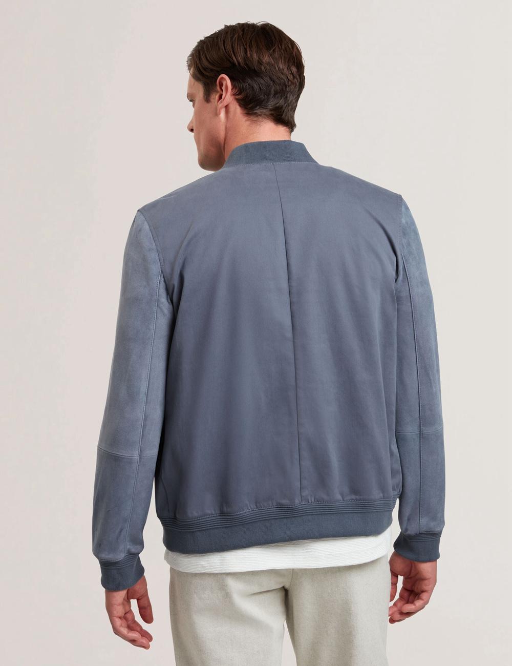 Ted Baker LIAMS - Cotton Twill & Suede Bomber Jassen Heren Blauw | Belgium  451706-IEC