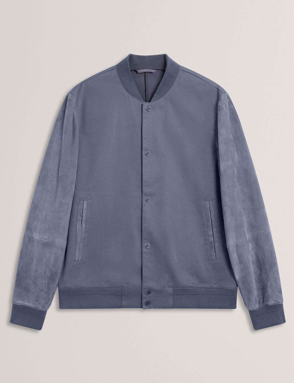 Ted Baker LIAMS - Cotton Twill & Suede Bomber Jassen Heren Blauw | Belgium  451706-IEC