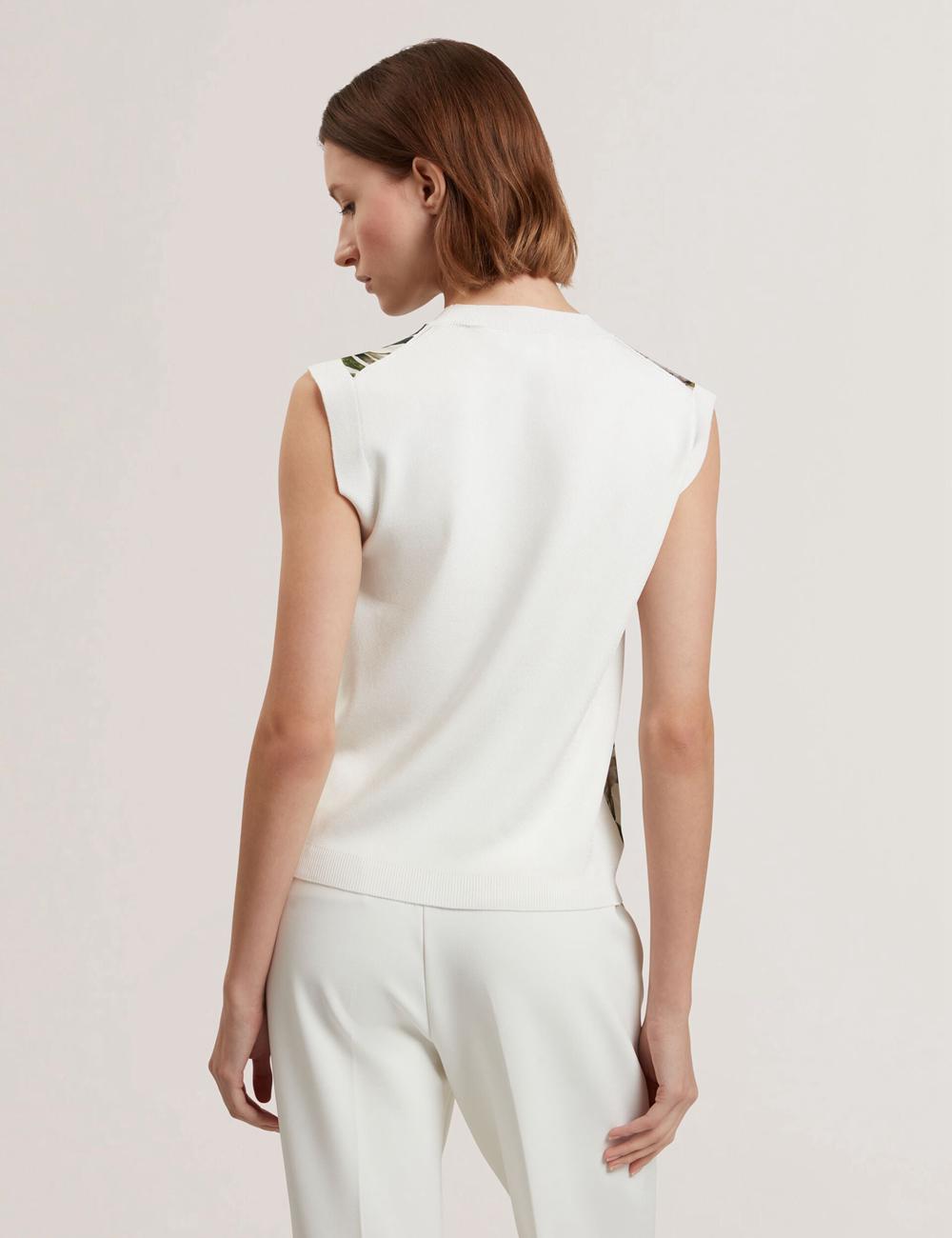 Ted Baker LIILEA - Floral Print Front Boxy Knitted Topjes Dames Ivory | Belgium  061742-YPN