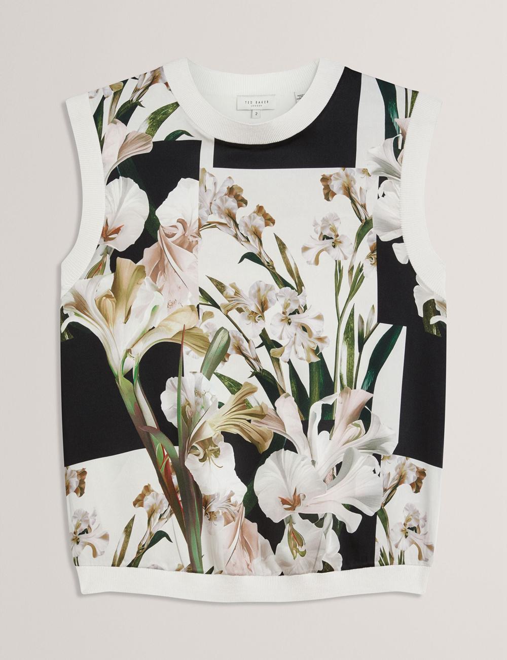 Ted Baker LIILEA - Floral Print Front Boxy Knitted Topjes Dames Ivory | Belgium  061742-YPN
