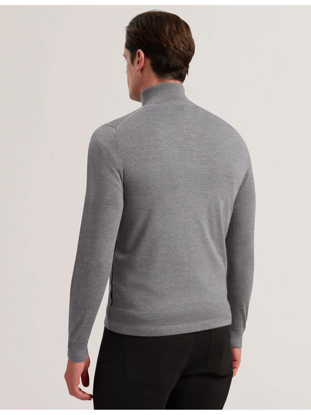 Ted Baker LIMEHAS - Wool Quarter Zip Funnel Neck Jumpers Heren Charcoal | Belgium  476839-QFY