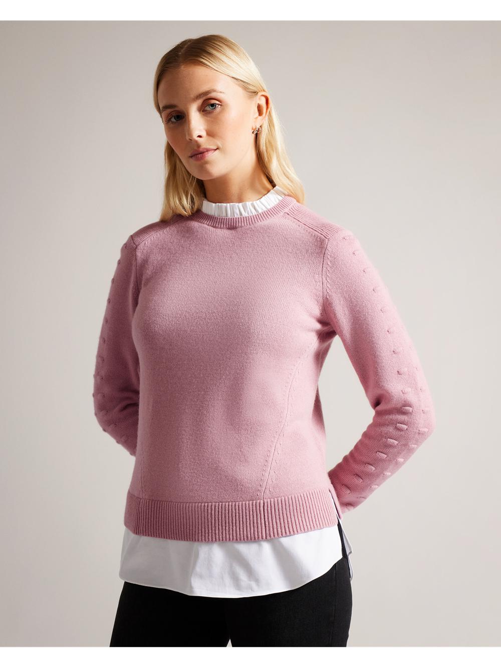 Ted Baker LISSIAH - Bobble Detail Shirt Hem Knitted Jumpers Dames Roze | Belgium  908326-NUO