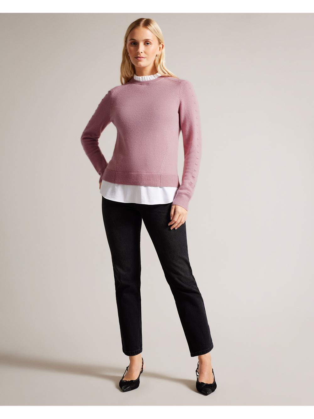 Ted Baker LISSIAH - Bobble Detail Shirt Hem Knitted Jumpers Dames Roze | Belgium  908326-NUO