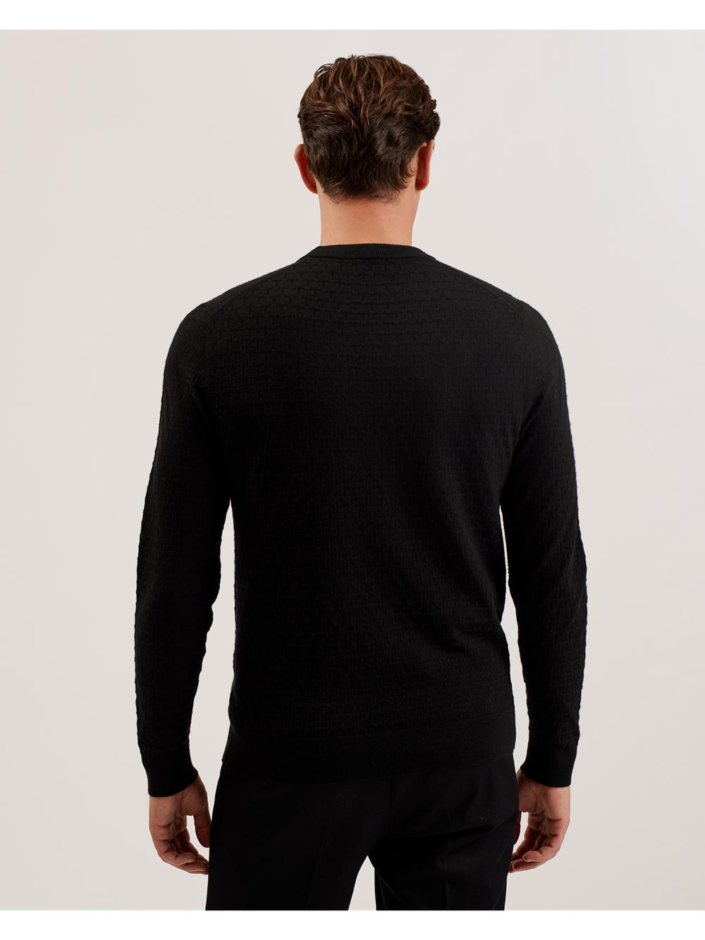 Ted Baker LOUNG - Textured T Knit Crew Neck Jumpers Heren Zwart | Belgium  087641-ESY