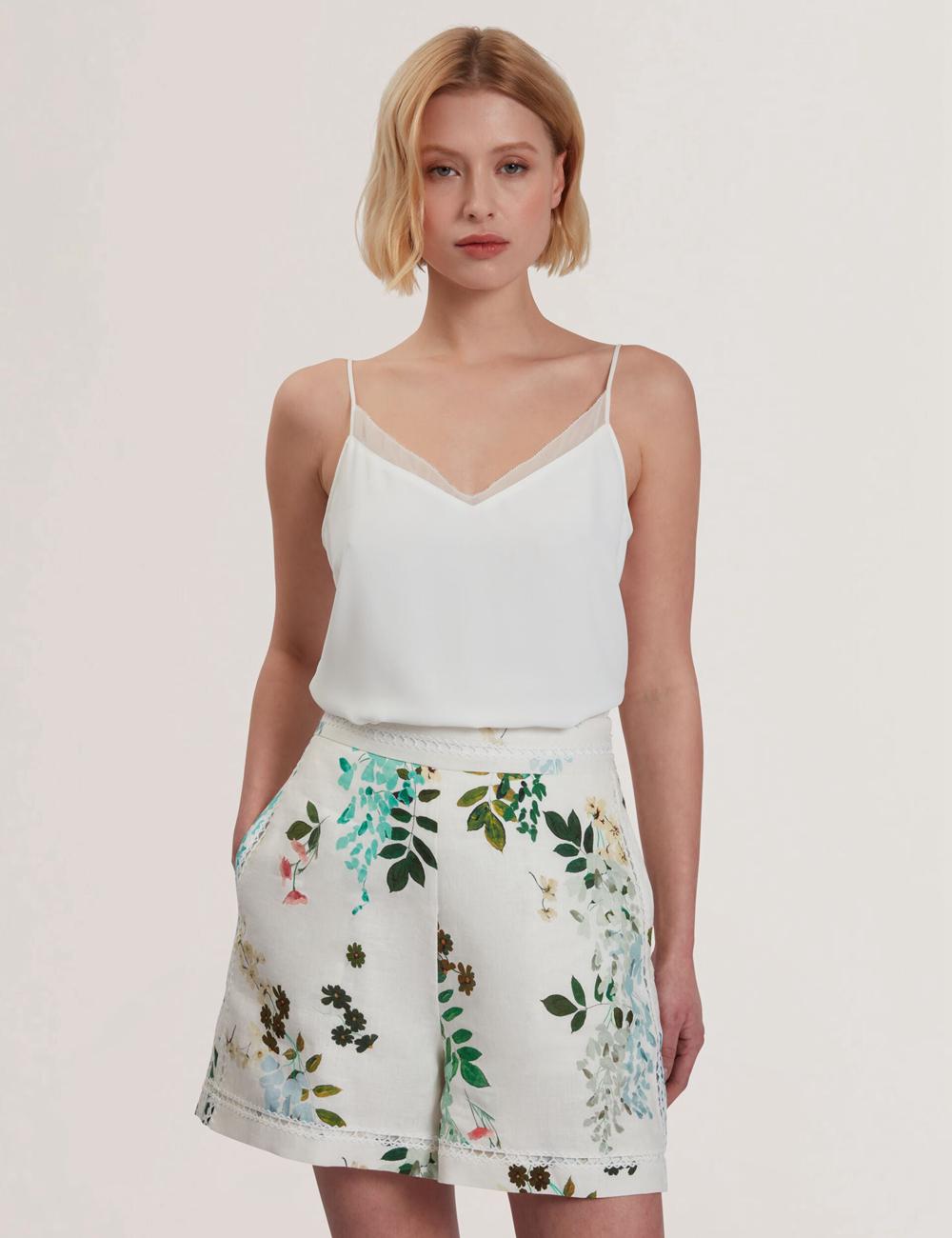 Ted Baker LULEA - Chiffon Detail V-Neck Strappy Cami Topjes Dames Ivory | Belgium  345871-UDQ