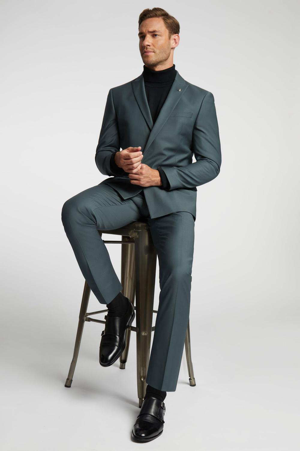 Ted Baker LUNANTS - Wool Blend Slim Suit Broek Heren Groen | Belgium  748950-VOG