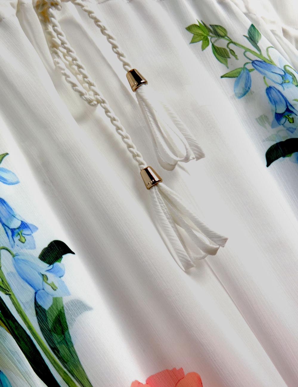Ted Baker LUUSAA - Floral V-Neck Maxi Kaftan Beach Dress Cover-ups Dames Wit | Belgium  265741-QZD
