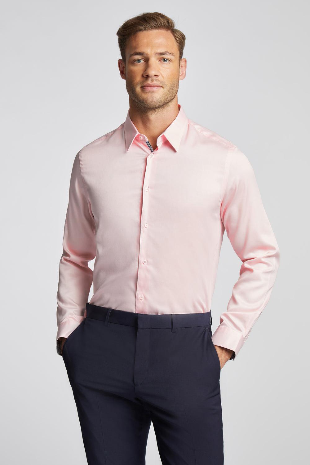 Ted Baker MAELOR - Slim Fit Sateen Cotton Overhemd Heren Roze | Belgium  140692-ZWF