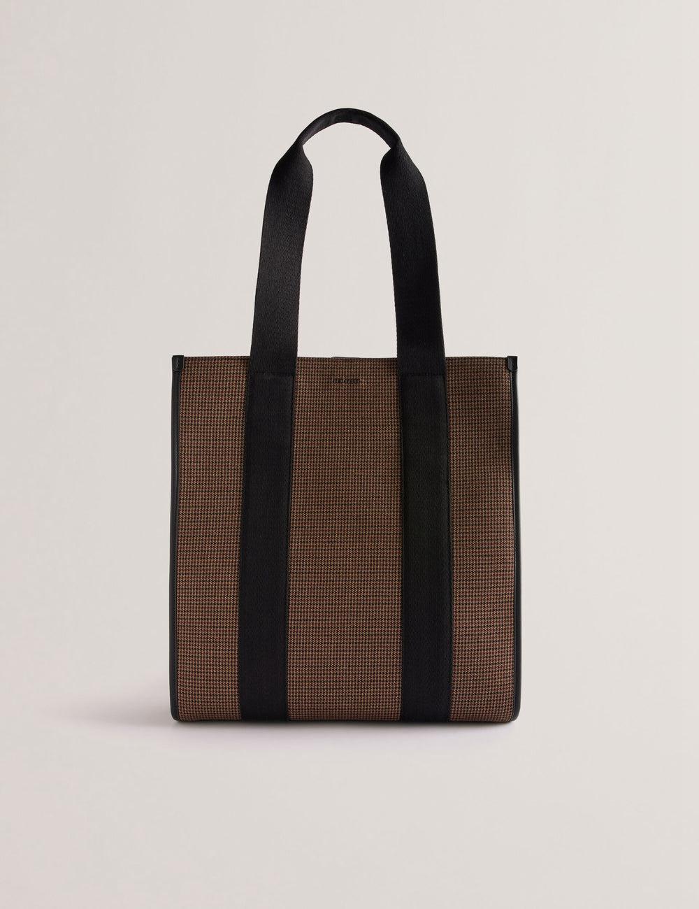Ted Baker MALLICK - Check Wool Blend Tall Tote Tassen Heren Zwart | Belgium  576204-PDV