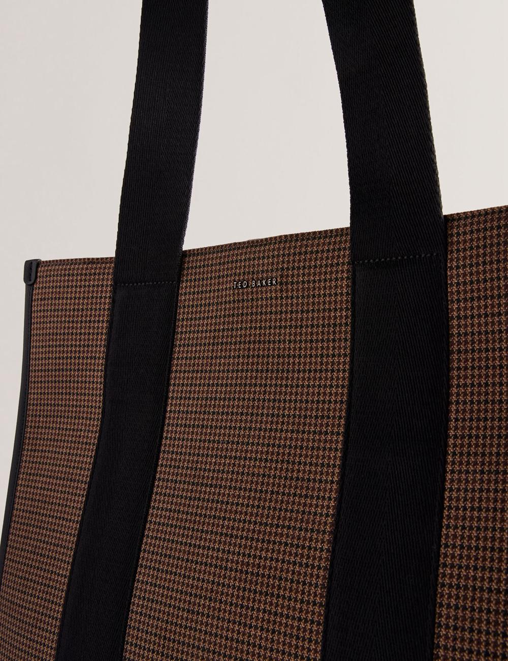 Ted Baker MALLICK - Check Wool Blend Tall Tote Tassen Heren Zwart | Belgium  576204-PDV