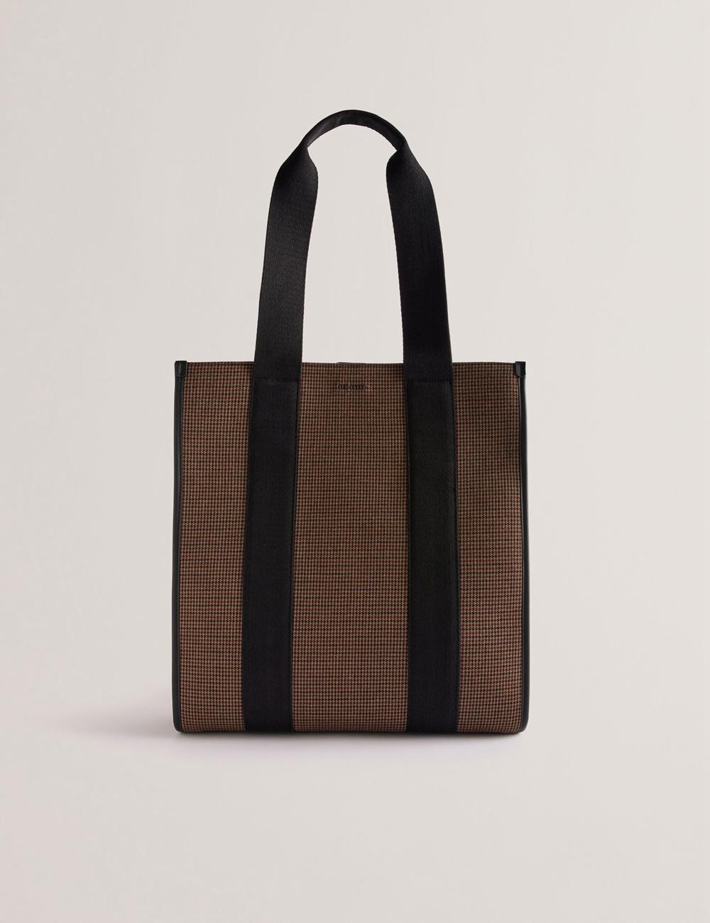 Ted Baker MALLICK - Check Wool Blend Tall Tote Tassen Heren Zwart | Belgium  576204-PDV