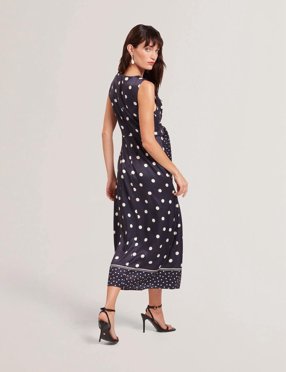 Ted Baker MALMOA - Polka Dot Detail Column Midi-jurk Dames Donkerblauw | Belgium  635740-LVC