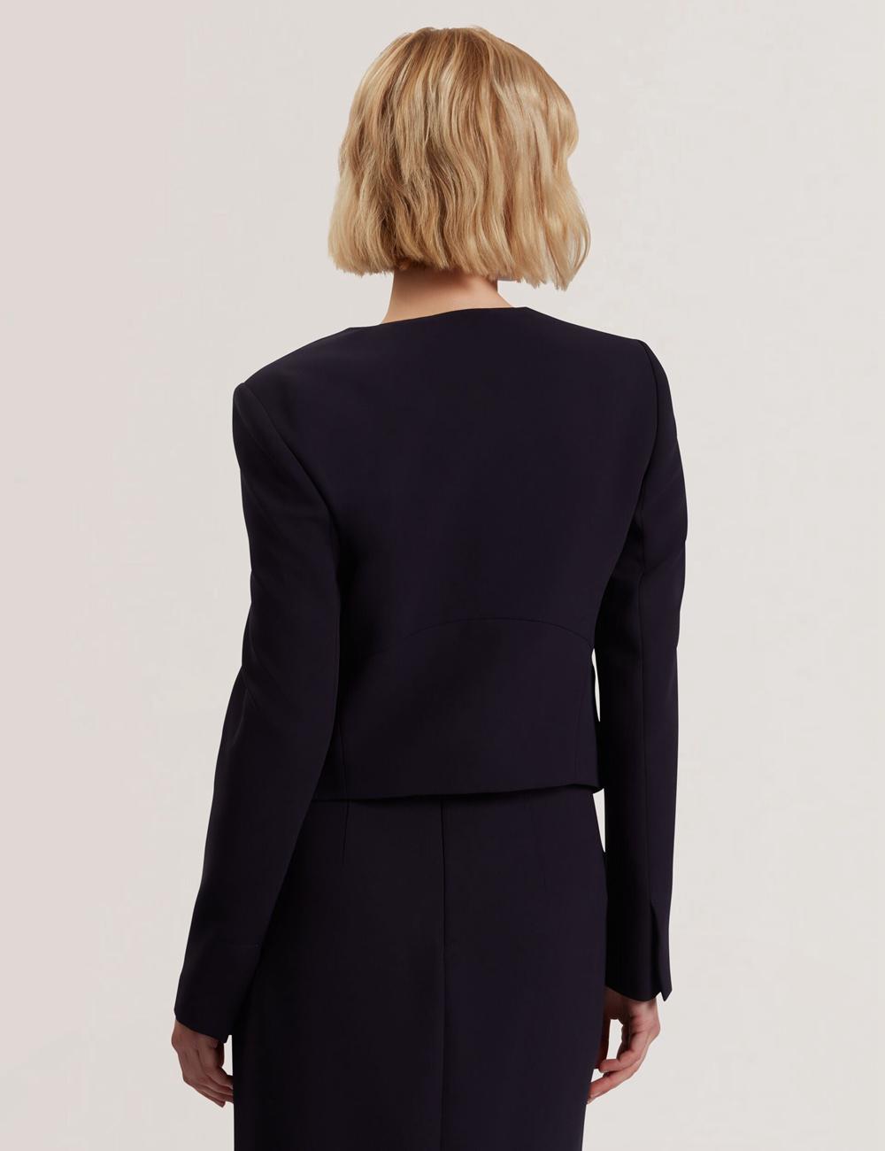 Ted Baker MANABJL - Tailored Round Neck Cropped Open Jassen Dames Donkerblauw | Belgium  968150-JTV