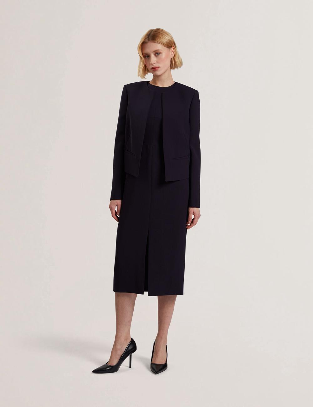 Ted Baker MANABJL - Tailored Round Neck Cropped Open Jassen Dames Donkerblauw | Belgium  968150-JTV