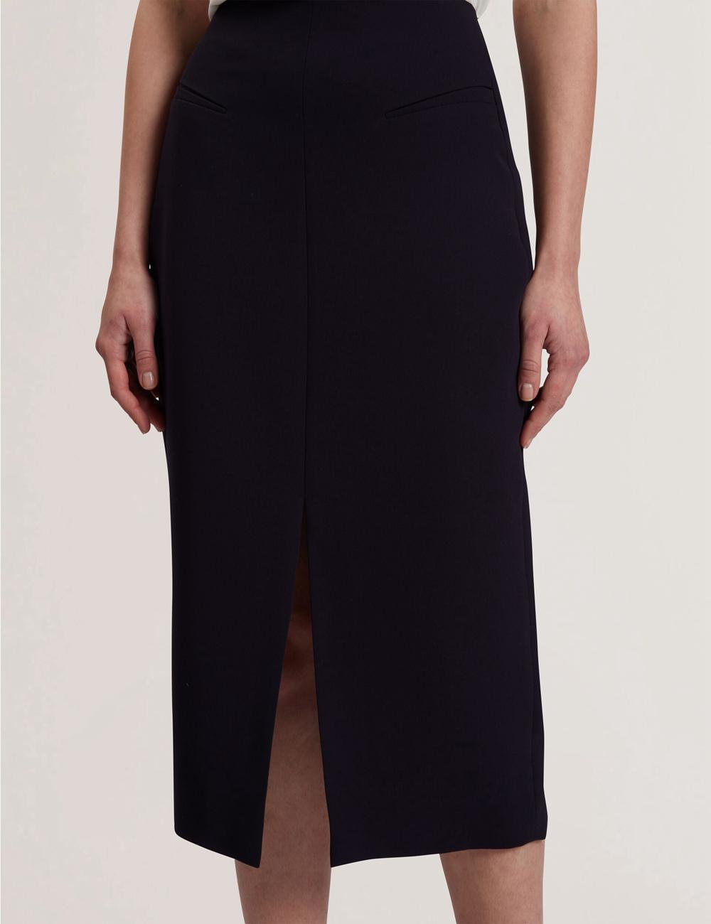 Ted Baker MANABSL - Tailored Midi Pencil Skirt With Front Split Rokken Dames Donkerblauw | Belgium  865930-IUR