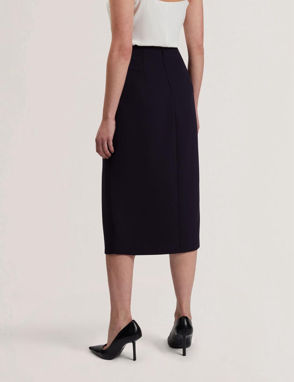 Ted Baker MANABSL - Tailored Midi Pencil Skirt With Front Split Rokken Dames Donkerblauw | Belgium  865930-IUR