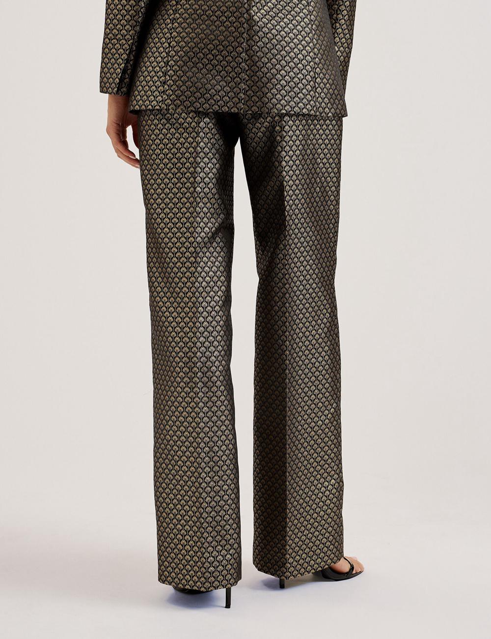 Ted Baker MANGUT - Metallic Jacquard Wide Leg Tailored Broek Dames Zwart | Belgium  041789-RAX
