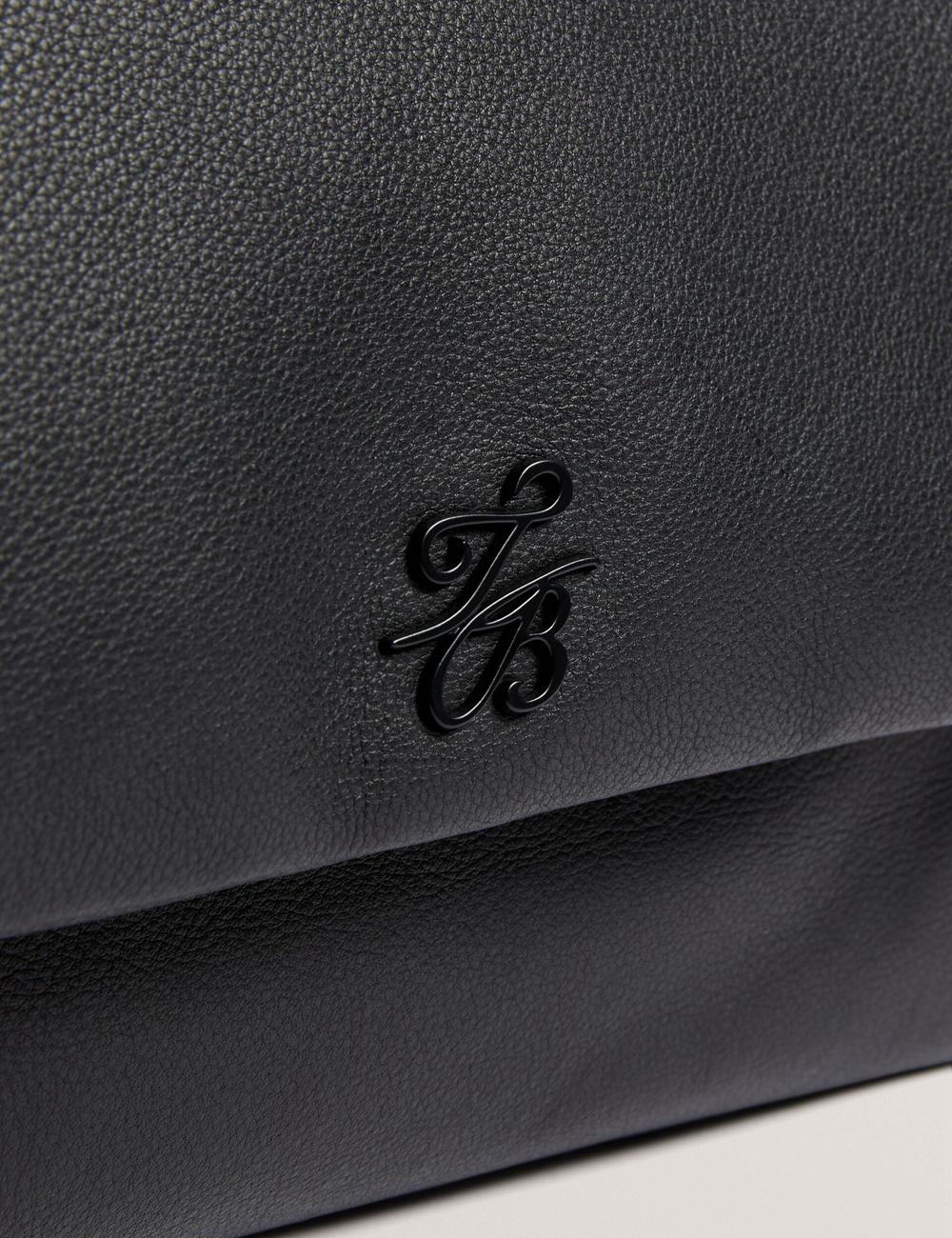 Ted Baker MARGOU - Padded Leather Large Fold Over Schoudertassen Dames Zwart | Belgium  503149-RHF