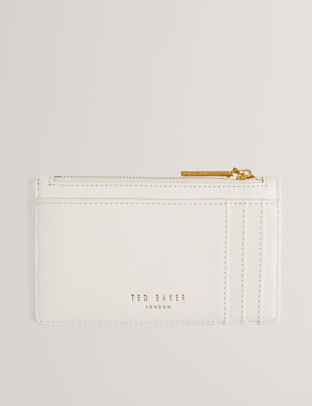 Ted Baker MARLEAH - TB Logo Leather Zip Card Holder Portefeuille Dames Ecru | Belgium  457280-KIT