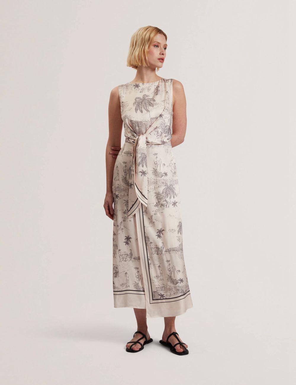 Ted Baker MARRONA - Printed Wrap Front Sleeveless Midi-jurk Dames Roze | Belgium  791854-KDU