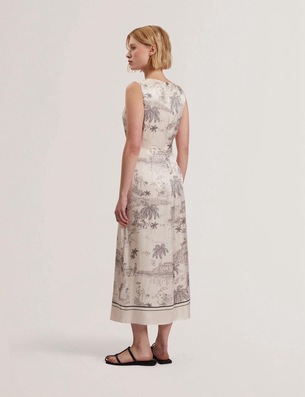 Ted Baker MARRONA - Printed Wrap Front Sleeveless Midi-jurk Dames Roze | Belgium  791854-KDU