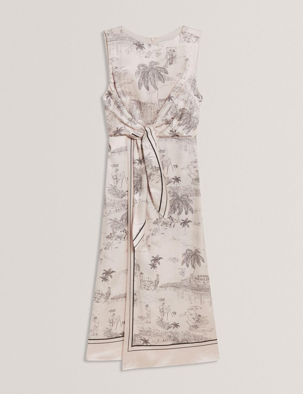 Ted Baker MARRONA - Printed Wrap Front Sleeveless Midi-jurk Dames Roze | Belgium  791854-KDU