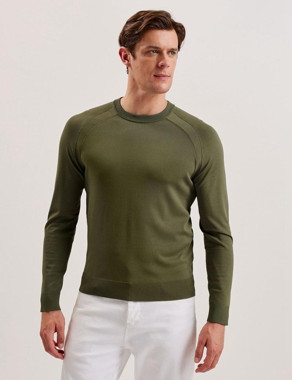 Ted Baker MAYWO - Saddle Shoulder Crew Neck Jumpers Heren Khaki | Belgium  582346-WRN