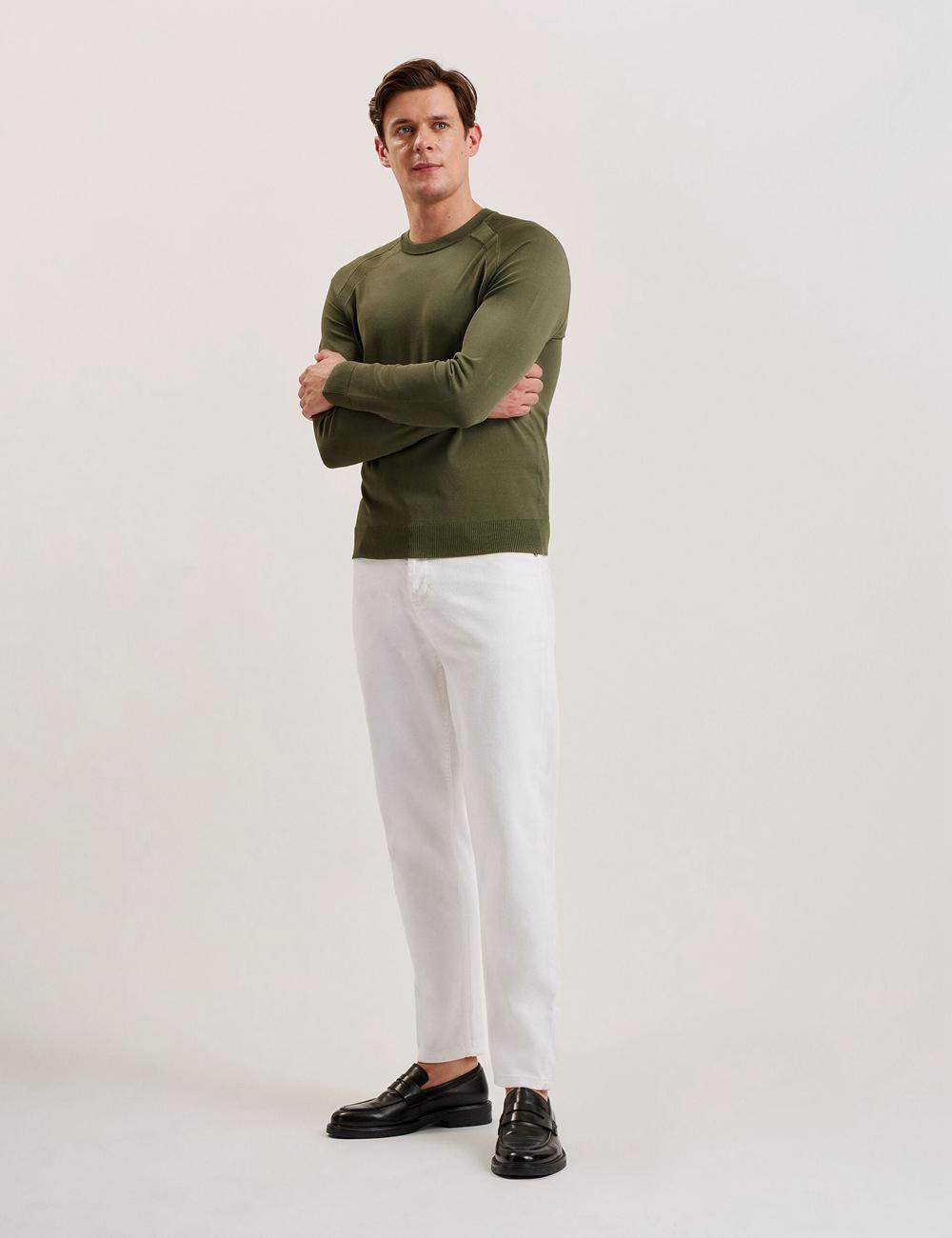 Ted Baker MAYWO - Saddle Shoulder Crew Neck Jumpers Heren Khaki | Belgium  582346-WRN