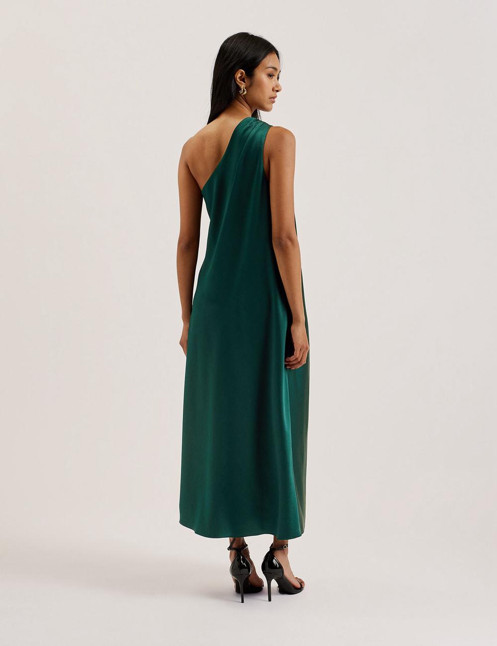 Ted Baker MELGAR - Satin One Shoulder Midi-jurk Dames Groen | Belgium  017349-JPC