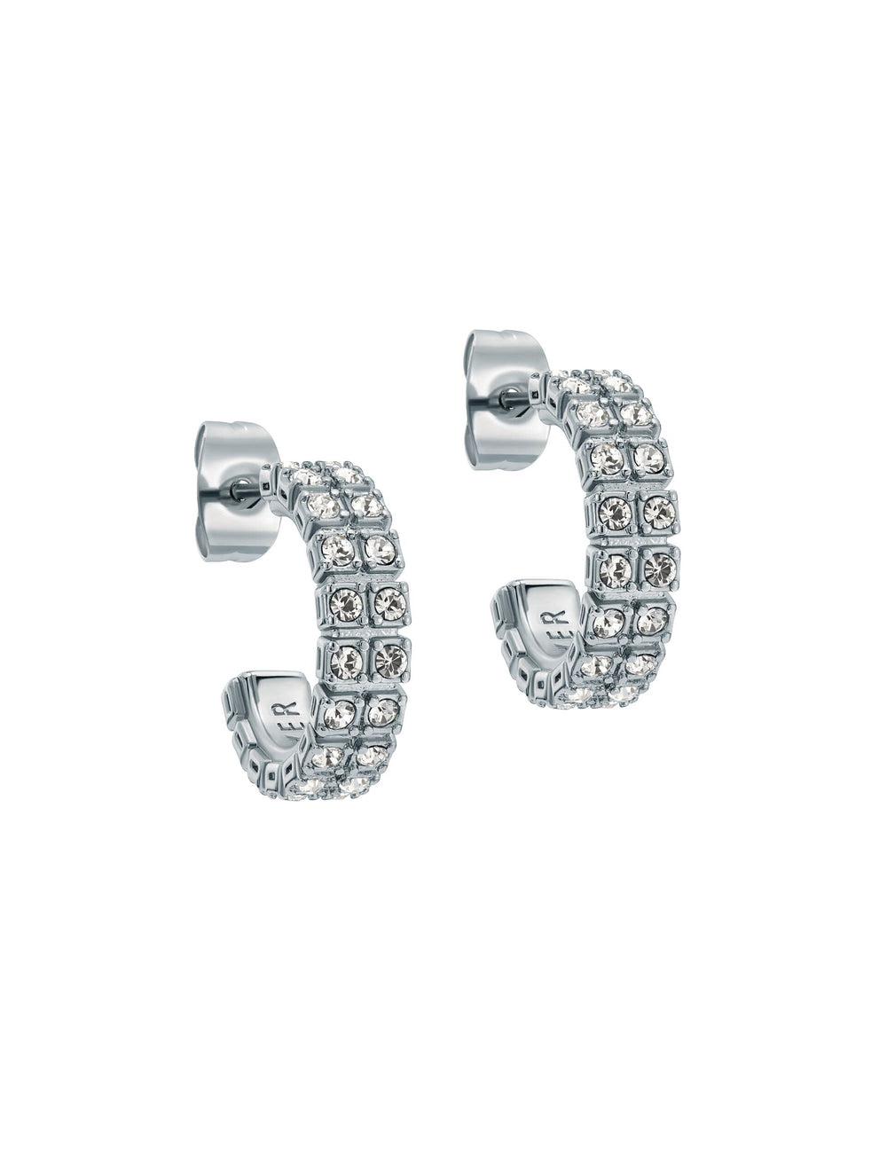Ted Baker MELLRIE - Double Row Crystal Hoop Oorbellen Dames Zilver | Belgium  259076-SYR