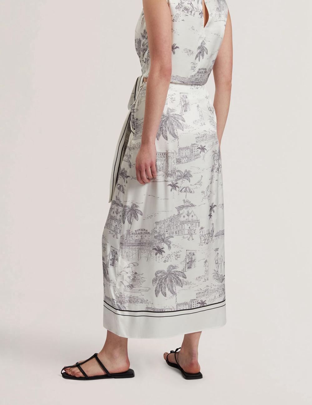 Ted Baker MELVA - Printed Detail Wrap Rokken Dames Ivory | Belgium  351647-ZTA