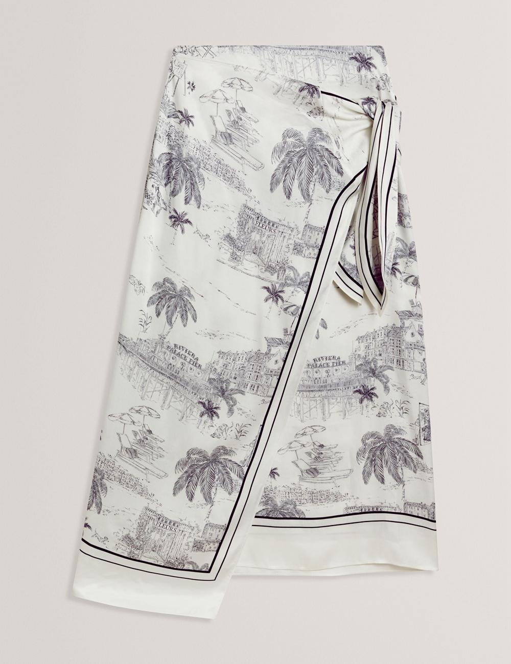 Ted Baker MELVA - Printed Detail Wrap Rokken Dames Ivory | Belgium  351647-ZTA