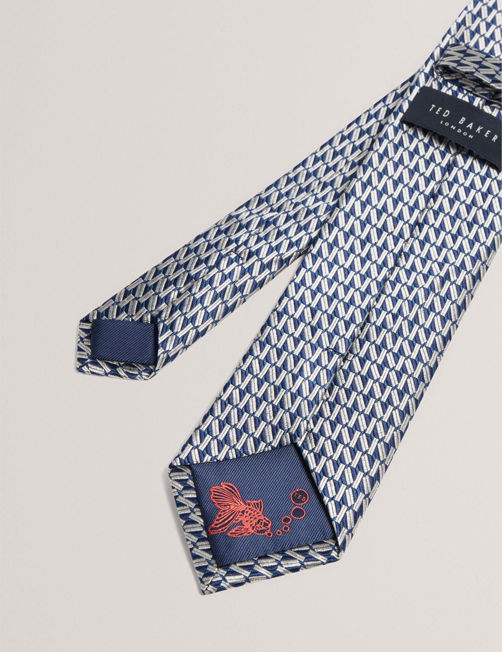 Ted Baker MILAK - Geometric Pattern Silk Stropdassen Heren Donkerblauw | Belgium  106475-QAE