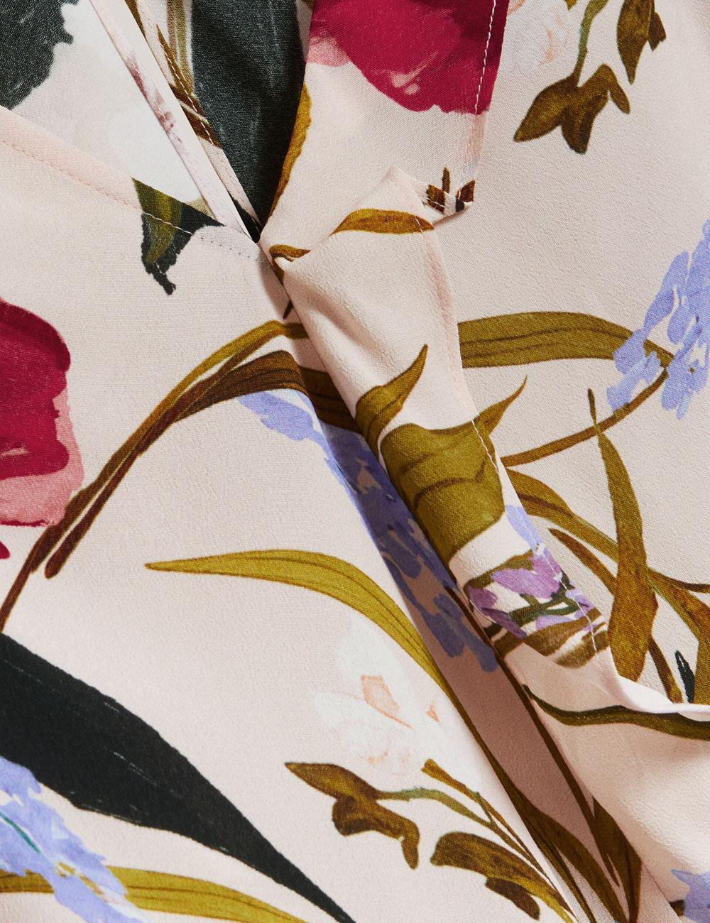 Ted Baker MINASA - Floral Print Frill Trim Long Sleeve Blouse Dames Roze | Belgium  178632-YHK