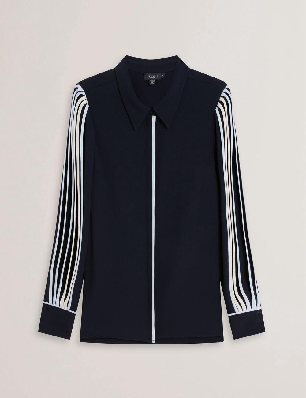 Ted Baker MIRITI - Contrast Piping Detail Long Sleeve Overhemd Dames Donkerblauw | Belgium  986045-AEW