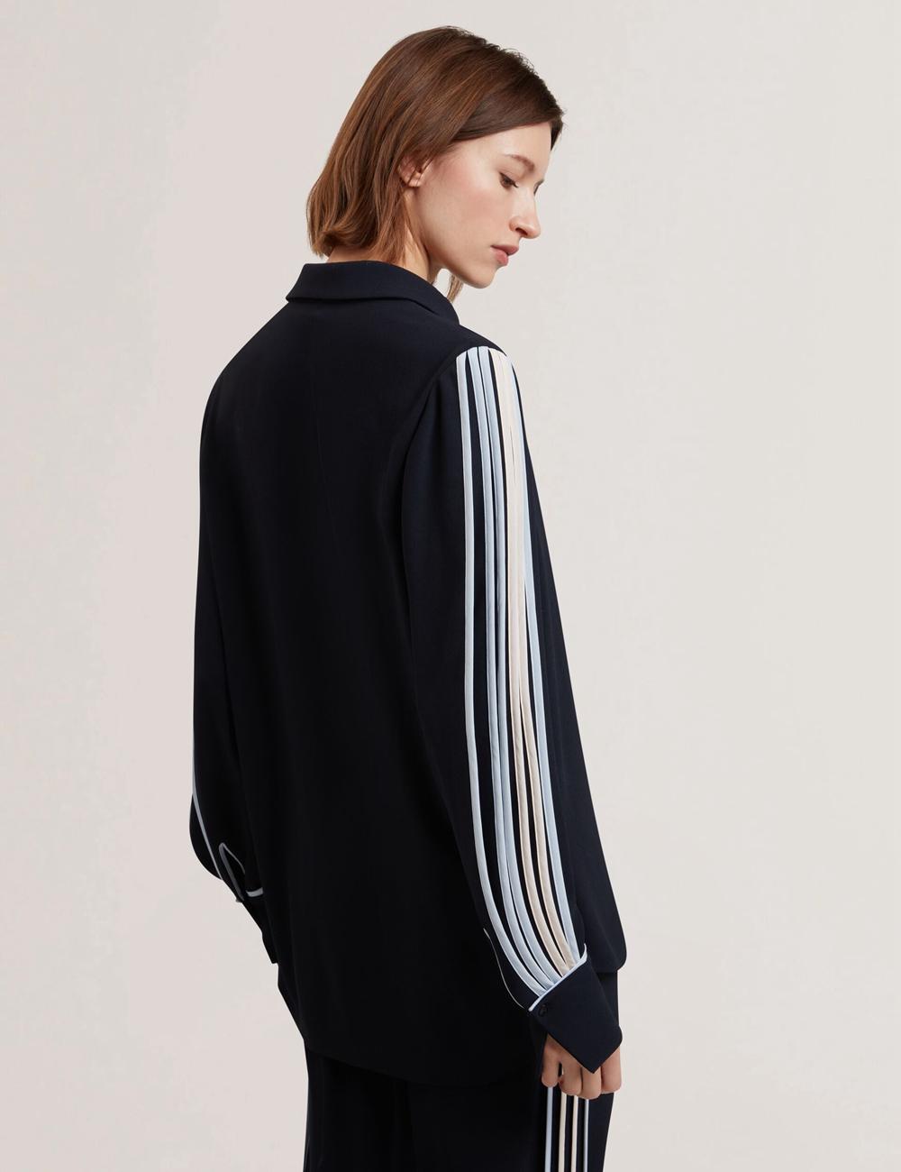 Ted Baker MIRITI - Contrast Piping Detail Long Sleeve Overhemd Dames Donkerblauw | Belgium  986045-AEW